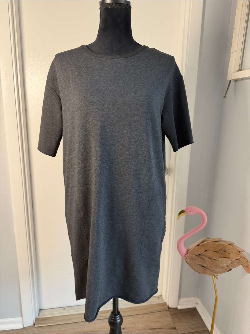 Sunday’s by Anthropology womens Crewneck Shirt Dress in Charcoal Gray size m